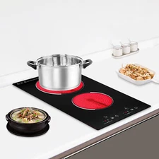 Touch Control 2 Burners Electric Cooking Stove Ceramic Cooktop 9 Heating Levels