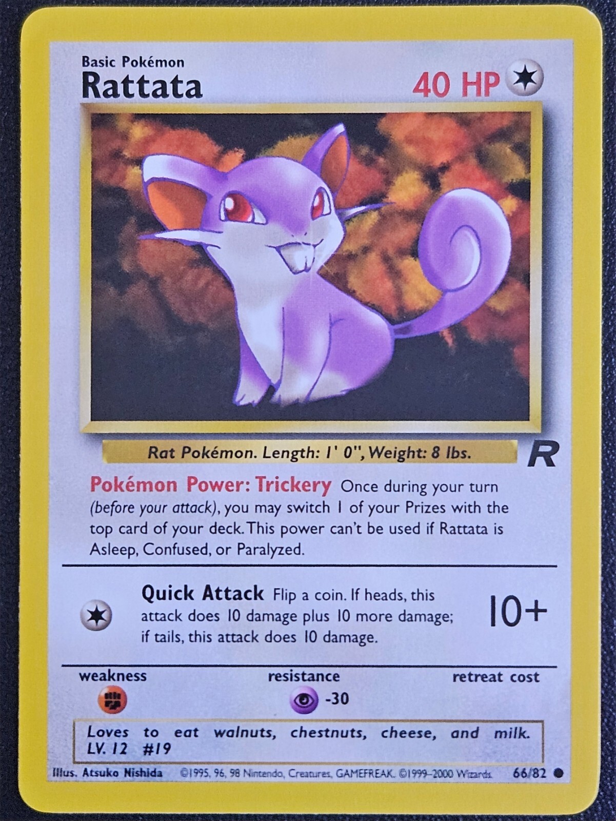 Rattata 66/82 Team Rocket Regular Vintage NM Condition