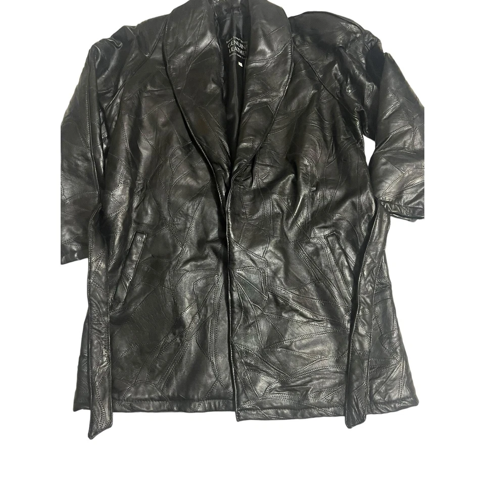 Giovanni Navarre итальянский камень из натуральной овчины кожи черный Тренч большой - Изображение 4 из 4