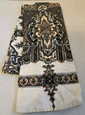 Vintage Womens Neck Scarf White, Black  Tan 48" 5"