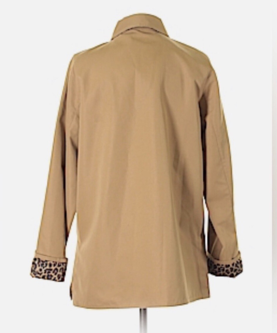 Tan Microfiber Leopard Print Lined Mid-length Den… - image 4