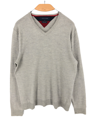 Tommy Hilfiger Herren V-Ausschnitt 100%Premium Wolle Pullover