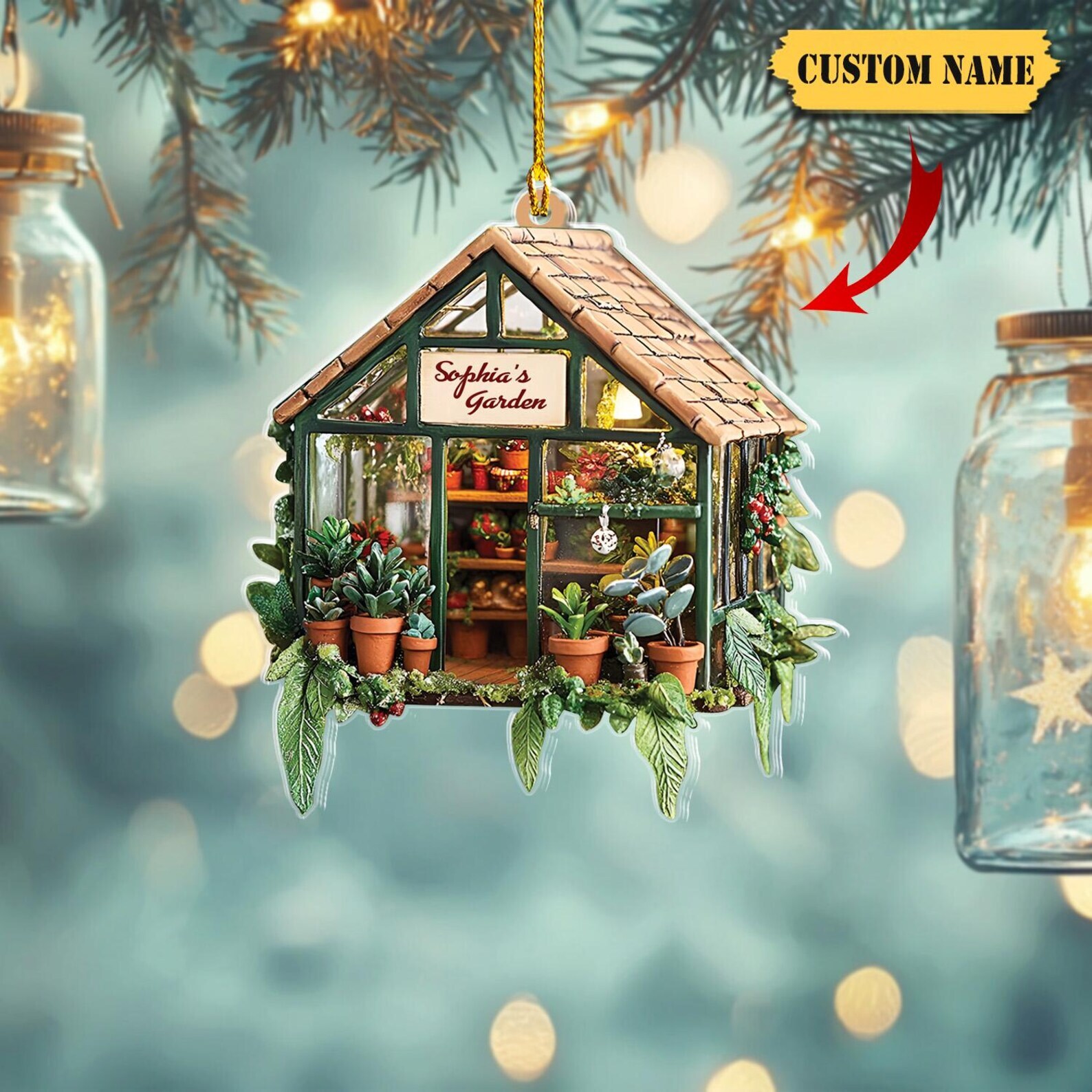 Personalized Garden 2d Flat Acrylic Ornament Gift For Plant Lovers Greenhouse