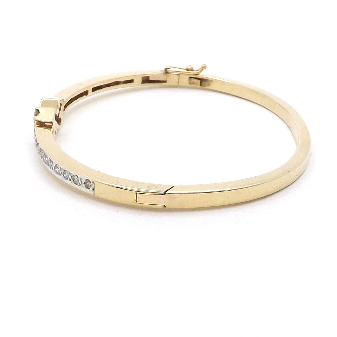 Solid Gold Natural Diamond X Hinged Bangle Bracel… - image 11