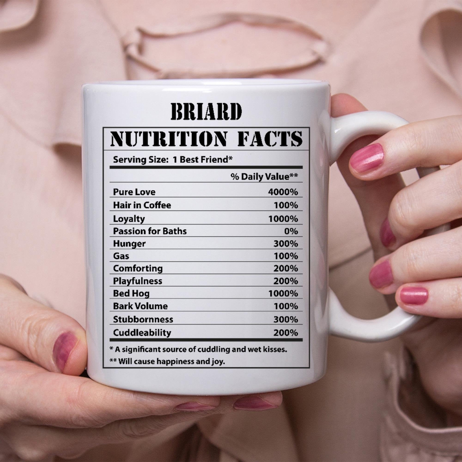 Funny Briard Gifts Nutritional Facts White Coffee Mug