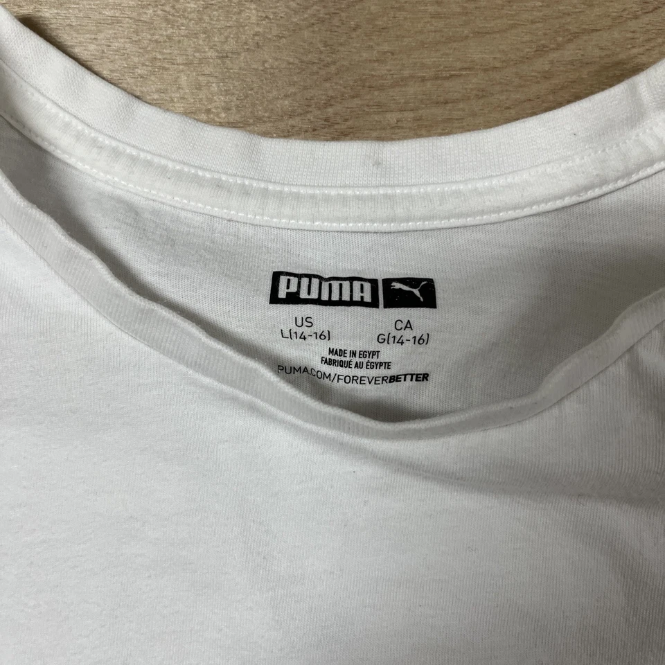 Puma Long sleeve Youth Large T-shirt Pullover White 14-16 Graphic Tee - Image 3 of 4