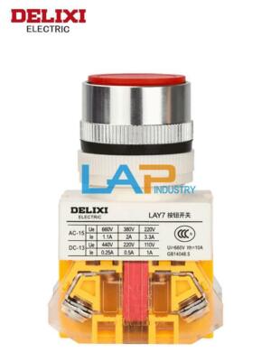 1PCS New For Delixi Button Switch self-reset LAY7-11BN 22mm Red