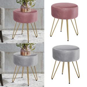 Velvet Padded Pouffe Vanity Stool Footstool Round Ottoman Gold Metal Hairpin Leg Ebay