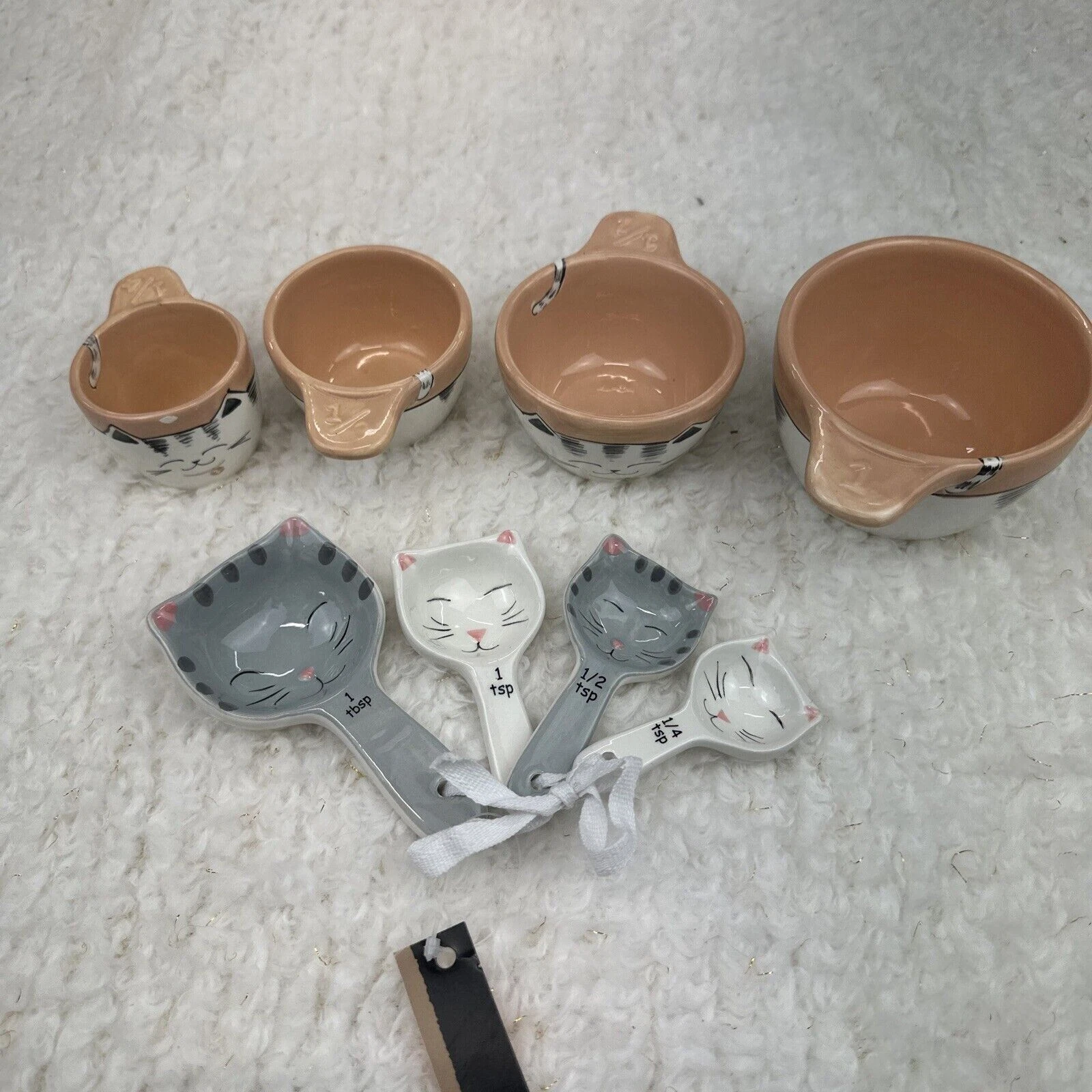 Cat Shaped Ceramic Measuring Spoons & Cups Perfect Gift for Any Cat Lover