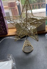 Holiday Time 13.5 in Glitter Wire Thread Gold Star Tree Topper