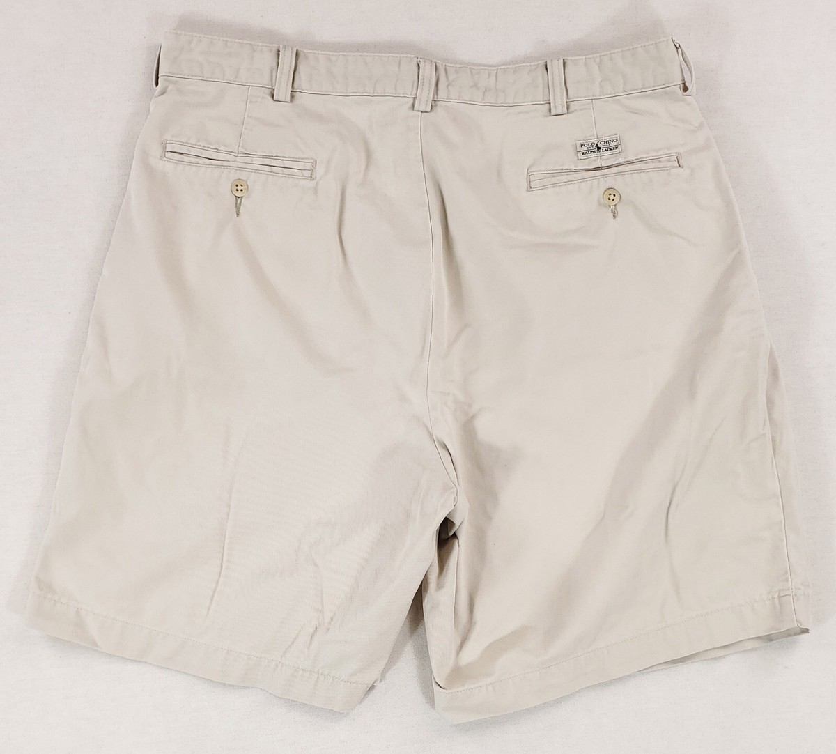 Polo Ralph Lauren VTG 90s Shorts Off White Made USA Zip Fly Mens