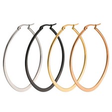 Charming Women Stainless Steel High Quality Big Oval Hoop Earring Anti Allergic