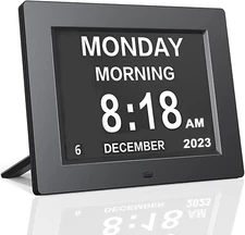 Reloj digital con calendario para personas mayores, 8 alarmas, pantalla grande
