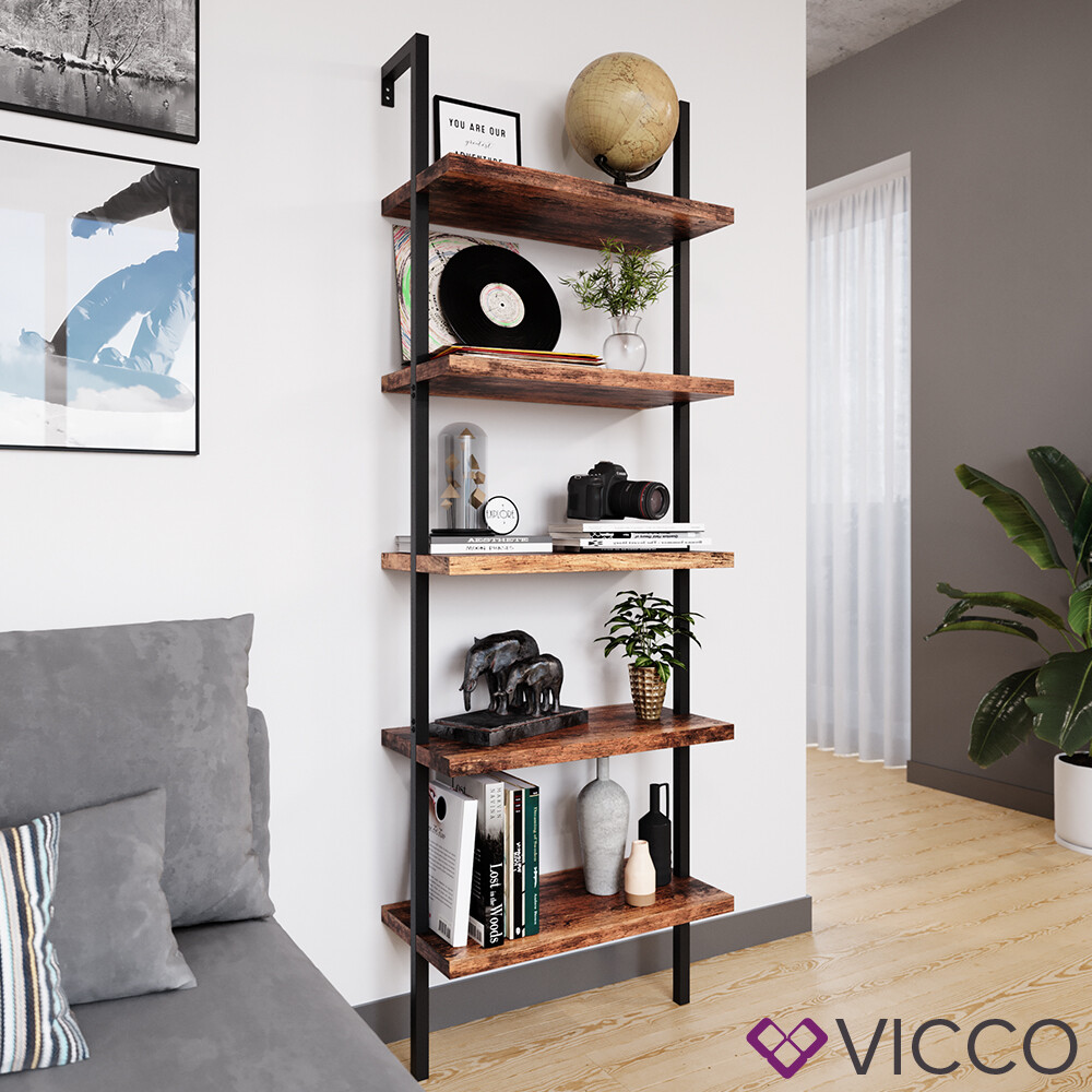 Mensola Rotonda Fyrk In Rovere Rustico E Nero - Libreria Da Parete 55x55 Cm - Foto 14