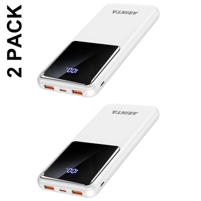 2 Packs Portable Charger Power Bank 10000mAh, PD 22.5W Battery Pack, 3 Outputs