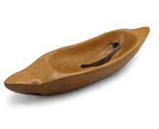 Super Heavy Hand Carved Wooden Oval Bowl Very Thick Light wood