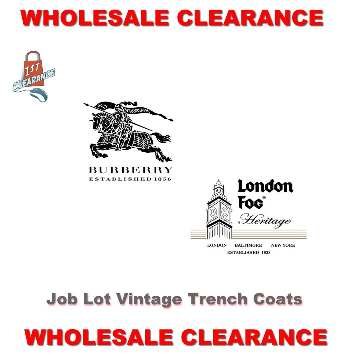 Vintage Wholesale Joblot London Fog/Burberry Trench Coats Grade C