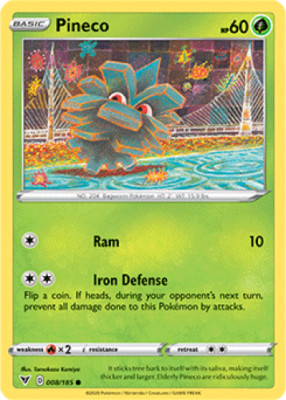 1x Pineco 008/185  Vivid Voltage Pokemon TCG Card NM