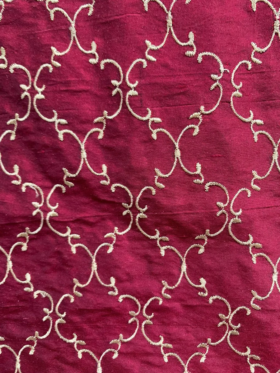 Black/Pink  Embrodiered Silk Dupioni