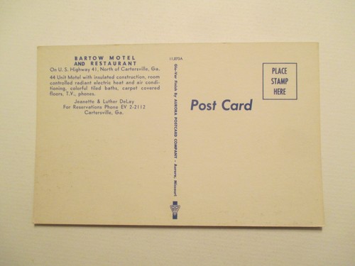 Cartersville Georgia Postcard Bartow Motel GA - Picture 2 of 2