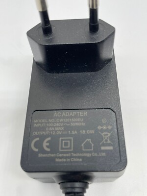 AC ADAPTER - MODEL NO.:CW1201500EU INPUT:100-240V ~ 50/60Hz 0.8A MAX OUTPUT: 12.
