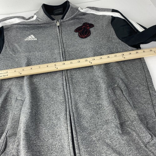 Adidas Mens Medium Miami Heat Track Jacket Gray Black Full Zip NBA - Picture 8 of 8