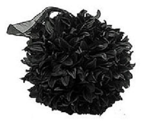 Silk Flower Ball Black 6 Inch with Organza Ribbon Crafts Mills Floral Company - 第 1/1 張圖片
