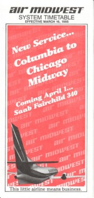 Air Midwest timetable 1985/03/16