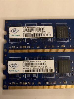 2 GB (2x 1 GB) DDR2-667 PC2-5300 Nanya NT1GT64U8HBOBY-3C PC Ram Speicher Händler