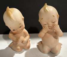 Vintage Lefton Bisque Kewpie Dolls -Blue Wings - set of 2