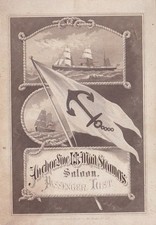 S.S. DEVONIA ANCHOR LINE PASSENGER LIST JUNE 17, 1882 - 6" x 4 1/4"
