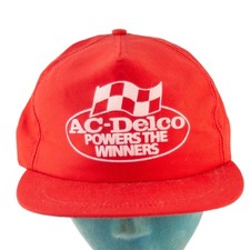 AC Delco Powers the Winners Vintage Red Racing Snapback Trucker Hat -Made in USA