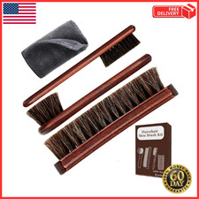 4-Piece 100 Horse Hair Shoe Brush Kit for Leather Care Professional Dauber .