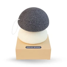 2-Pack Konjac Facial Sponges with Bamboo Charcoal – Natural Exfoliating Vegan