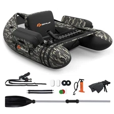 Costway Inflatable Fishing Float Tube w/Adjustable Straps Storage Pockets