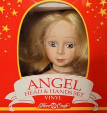 1991 Fibre-Craft Vinyl Angel Head and Hands Set Doll Making Parts NIB