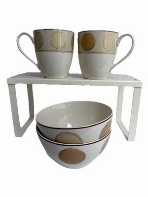 Noritake Porcelain Ambience Mocha Java Coffee Mugs & Mocha Java Bowls, Set Of 4
