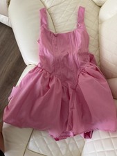 Women's Pink Solid Square Neck Strappy Sleeveless Mini Dress, Size S. SHEIN