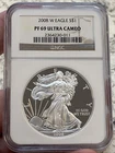 2008 W ~ NGC PF69 ULTRA CAMEO 1 OZ AMERICAN SILVER EAGLE