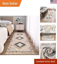 Stylish Boho Runner Rug 2'x5' - Soft Cotton Tufted Mat for Farmhouse Charm