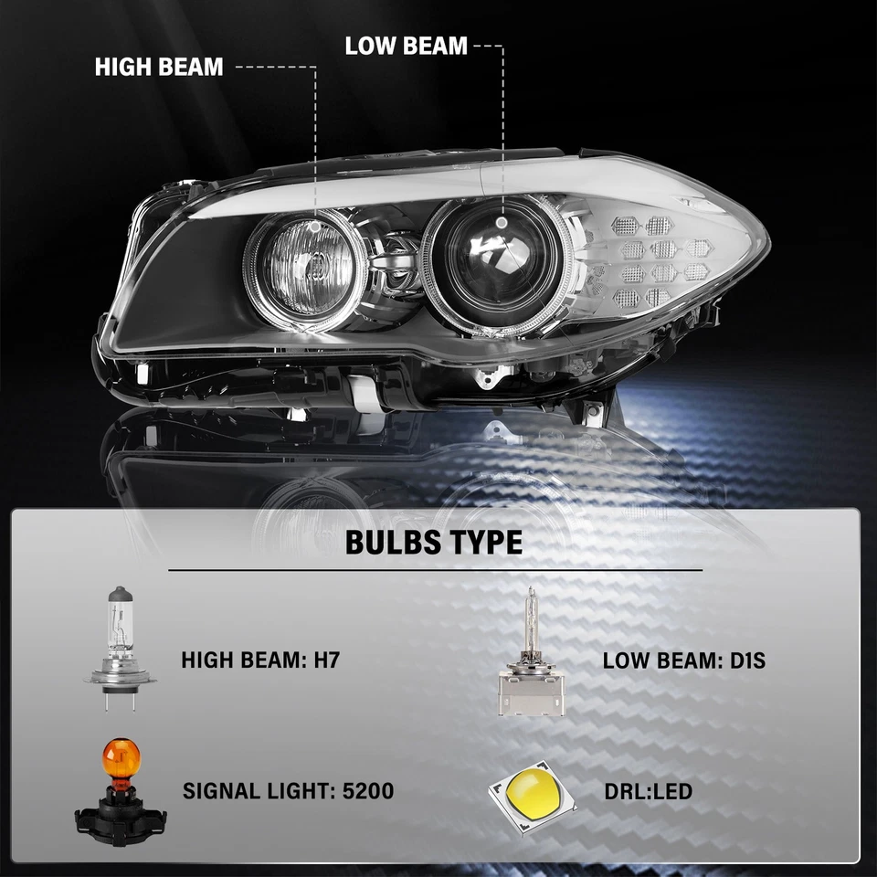  xDrive 车头灯发球杆 LH 侧【带 AFS】适用于 2011 - 2013 宝马 528i 530i 535i 550i — 第 3/4 张图片