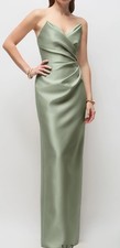 Alfred Sung TwillSatinStrapless,corset Bodice Gown,10R,Sage,New,actual color#1,2