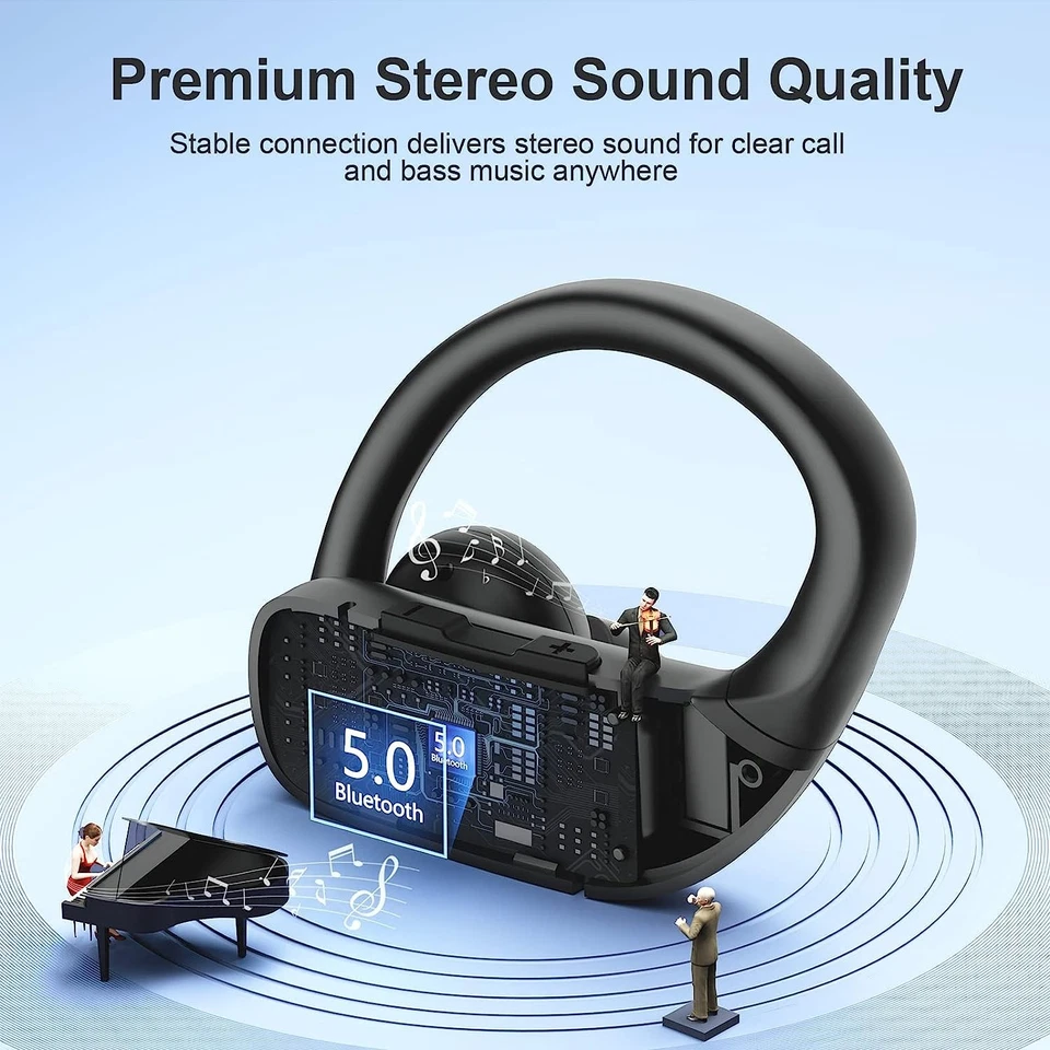TWS 5.0 Wireless Earphones Bluetooth Headset Earbuds Headphones Stereo Ear Hook - Image 2 of 4