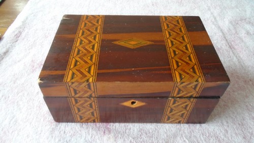 ANTIQUE MAHOGANY WOOD INLAID DESK TOP WRITING BOX OR SEWING BOX OLD ...