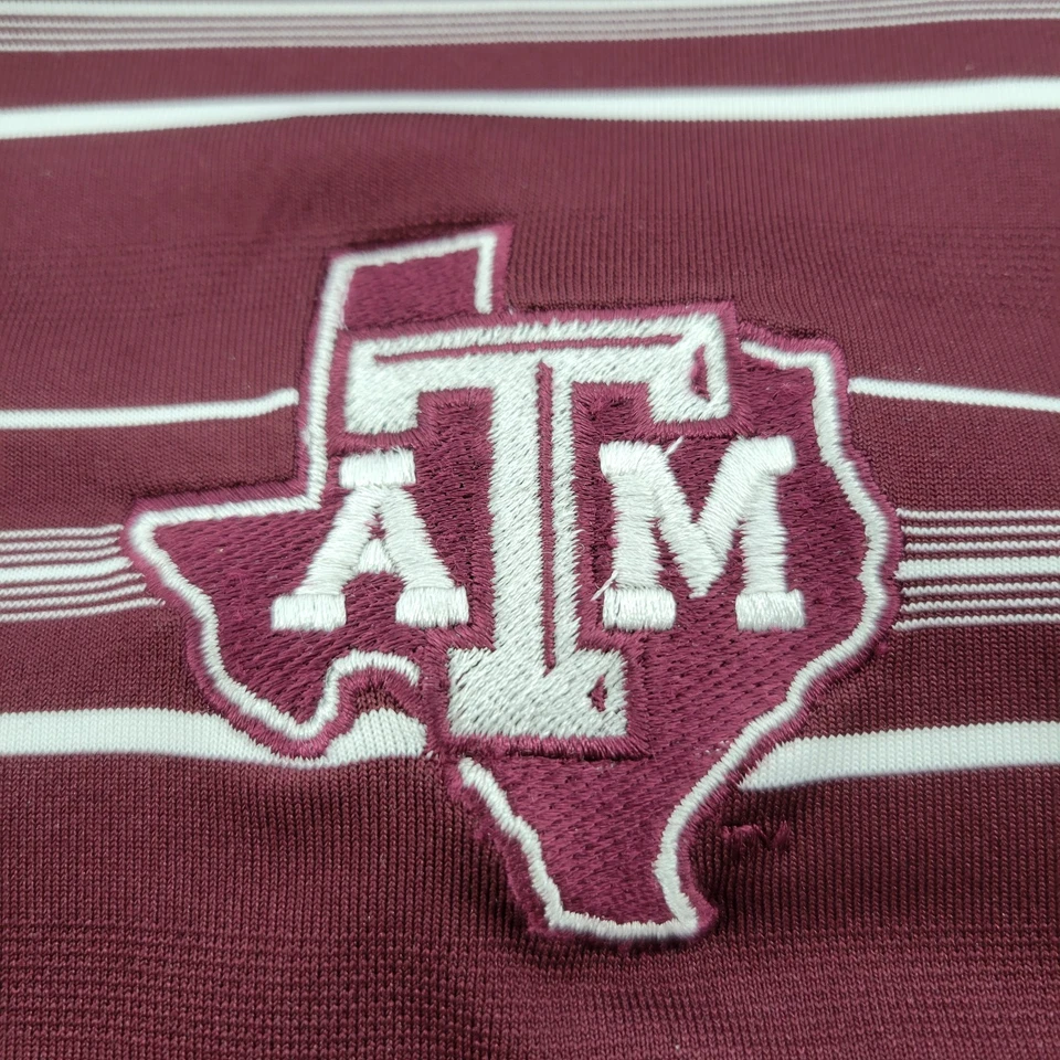 Texas AM Aggies Polo Shirt Mens Large Red Gray Adidas Short Sleeve Golf Football - Image 4 of 4