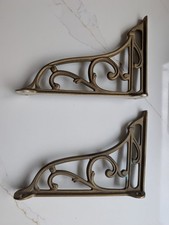 Pair of Antique Style Brass Wall Shelf Brackets – Ornate / Vintage Design