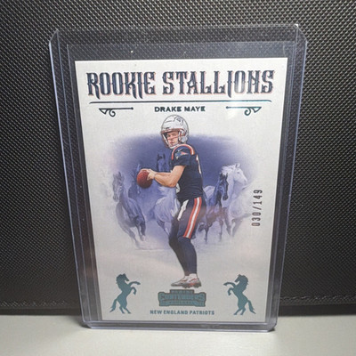 2024 Panini Contenders Rookie Stallions Drake Maye #4 Patriots Teal /149