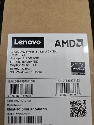 Lenovo Ideapad Slim 3 15AMN8 15.6'' Ryzen 3 7320U 2.4GHz 8GB Ram 512GB SSD 