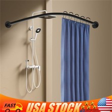 Adjustable L Shaped Shower Curtain Rod Stainless Steel Bathroom Shower Pole Rail