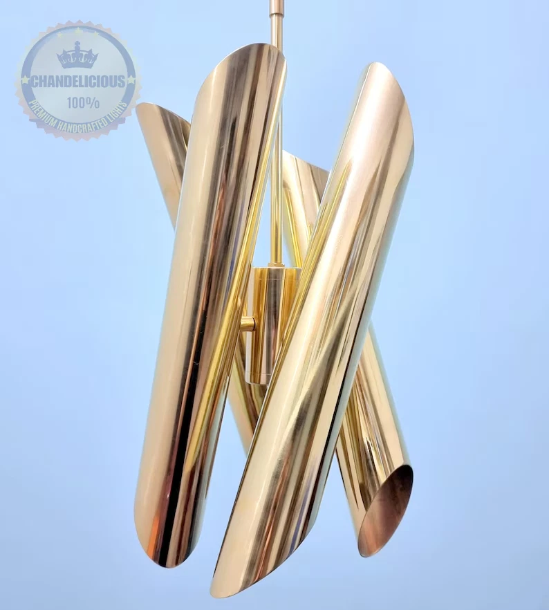 Sputnik Chandelier Fixture 4 Brass Pipes 8 light Fixture Chandelier X-mass Gift - Image 3 of 4